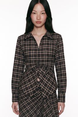 Draped Plaid Shirt