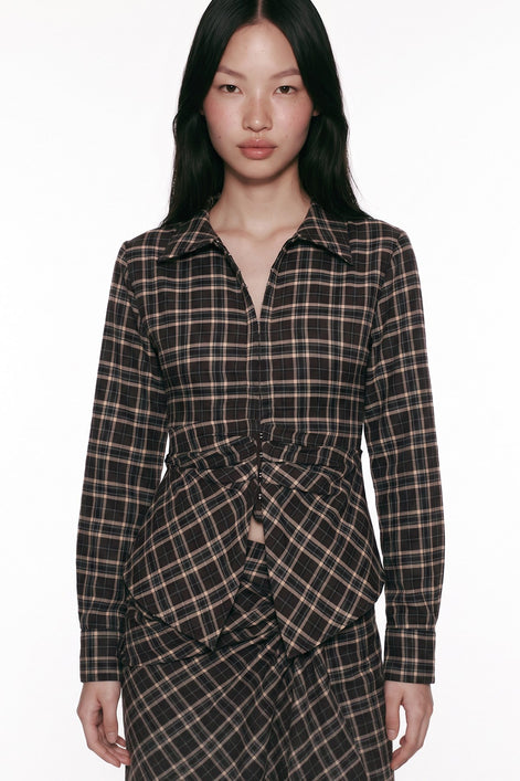 Draped Plaid Shirt