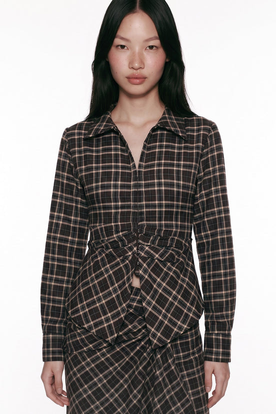 Draped Plaid Shirt